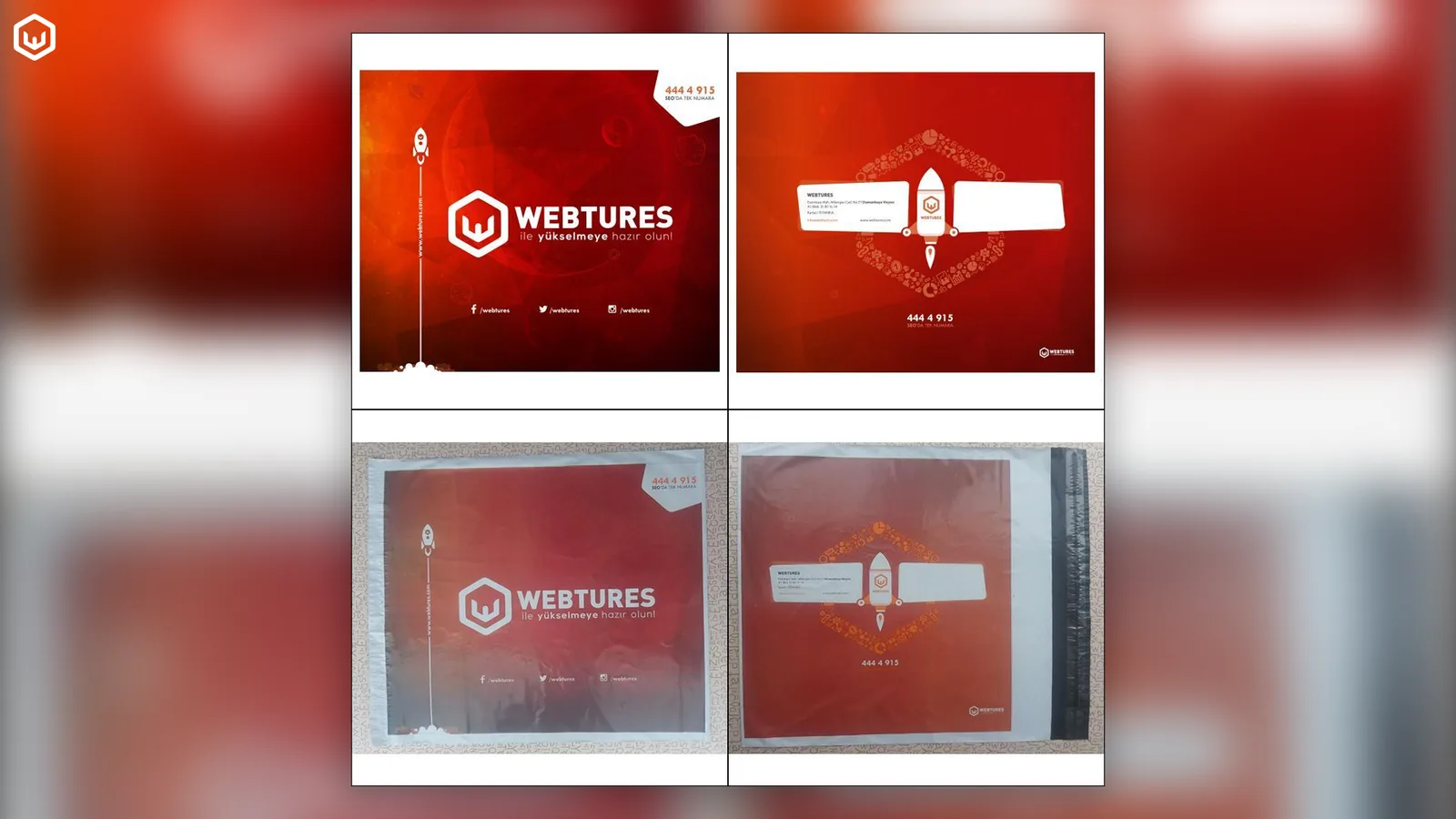 Webtures kargo kartı tasarımının dört varyantı.