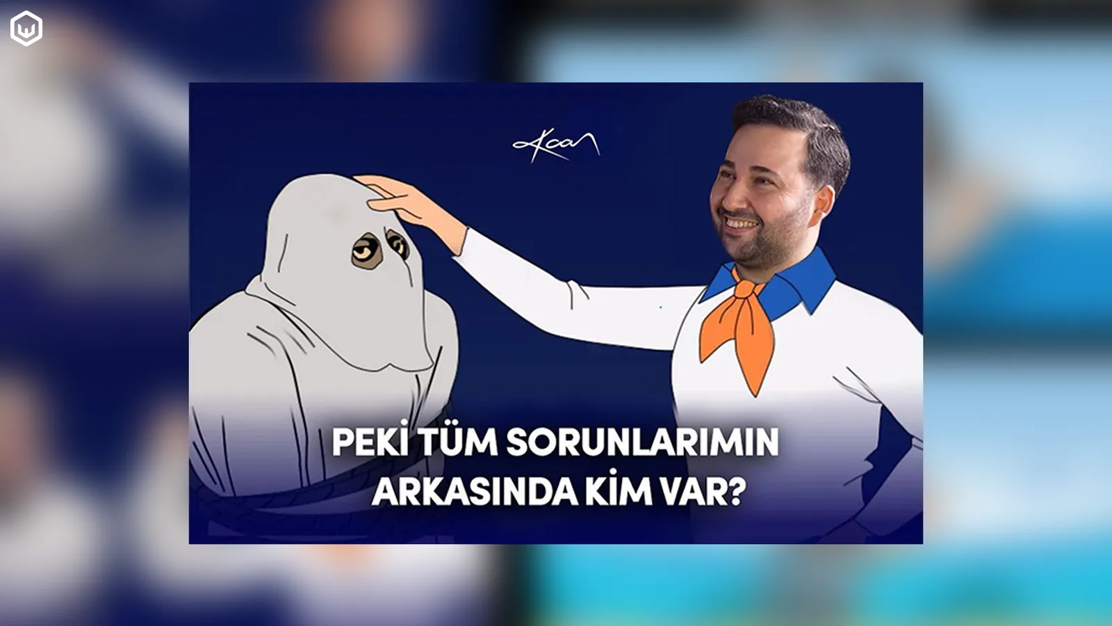 Karikatür: Kaan Gülten hayaletin başındaki örtüyü tutuyor; 'Peki tüm sorunlarımın arkasında kim var?'