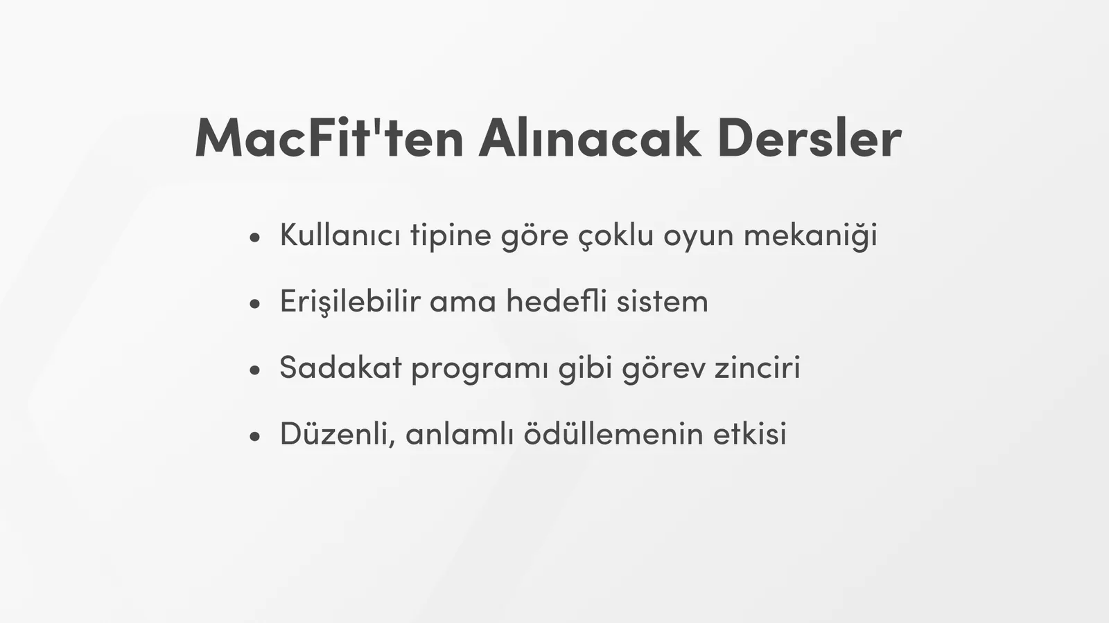 Dört maddelik çıkarım listesi.