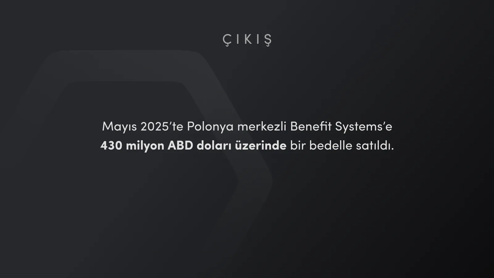 Koyu zeminde tek cümlelik çıkış slaydı.