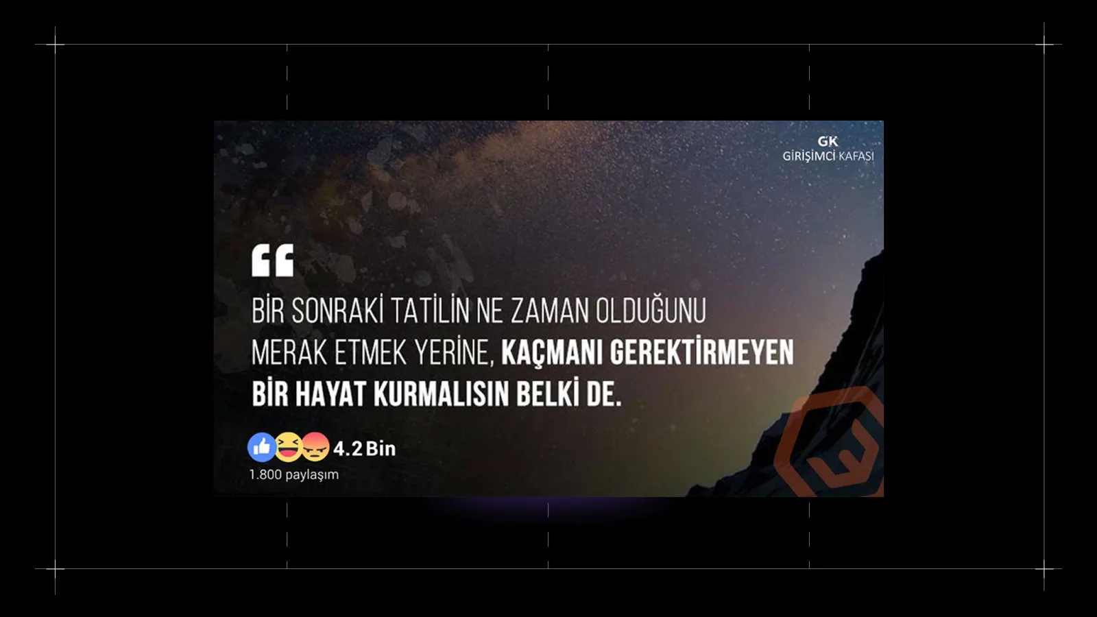 Yıldızlı gökyüzü üzerinde alıntı; 4,2 bin tepki, 1.800 paylaşım.