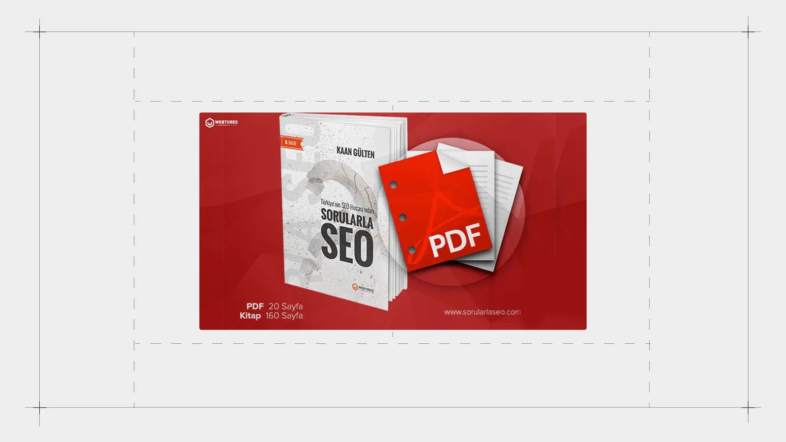 Sorularla SEO kitabı ve PDF ikonu: 'PDF 20 sayfa, kitap 160 sayfa'.