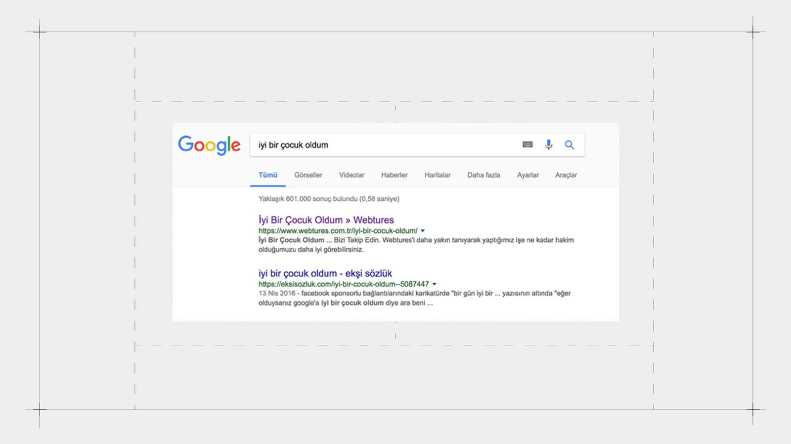 Google arama sonucu ekran görüntüsü: 'iyi bir çocuk oldum'.