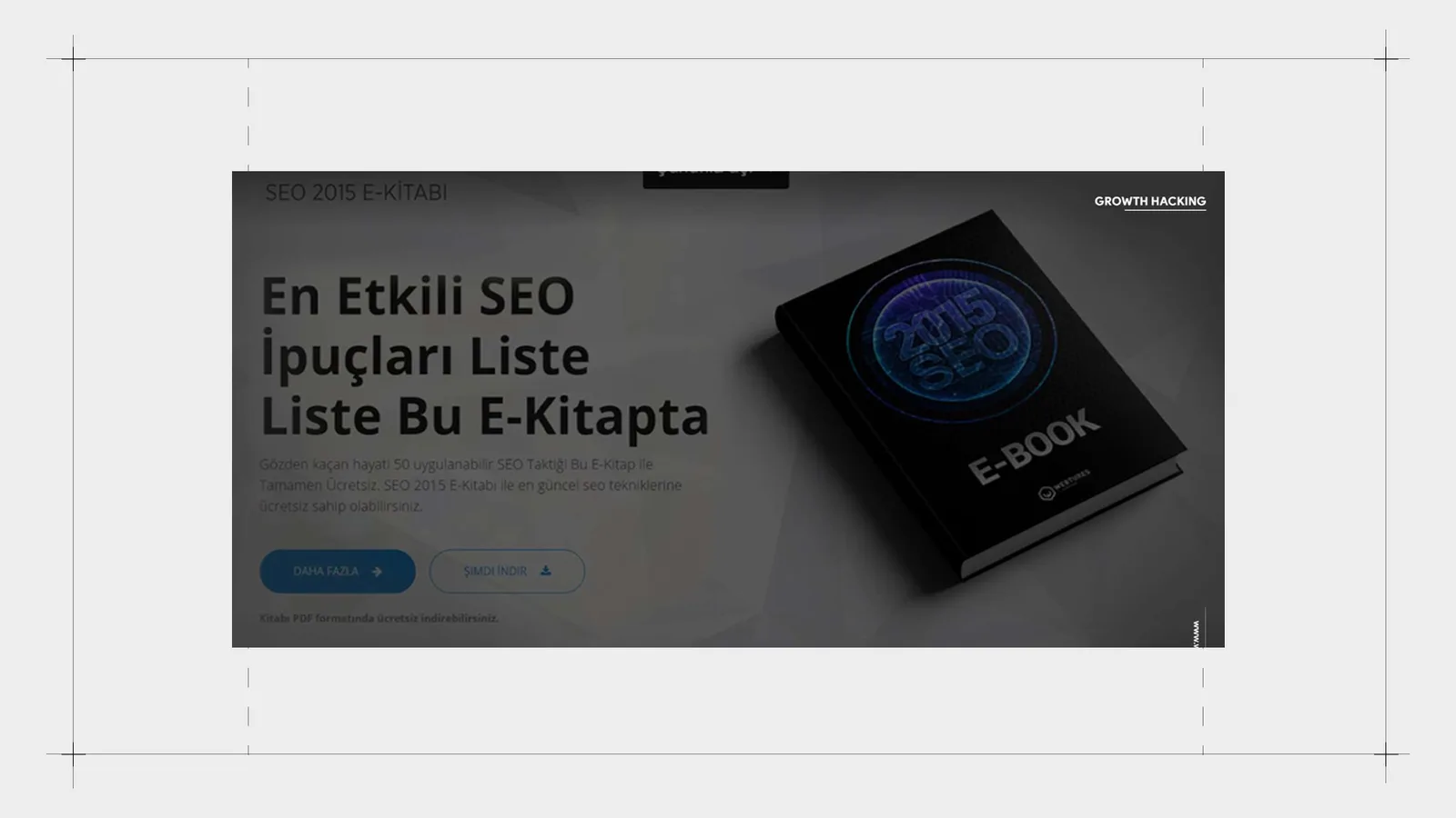 E-kitap açılış sayfası: 'En Etkili SEO İpuçları Liste Liste Bu E-Kitapta'.
