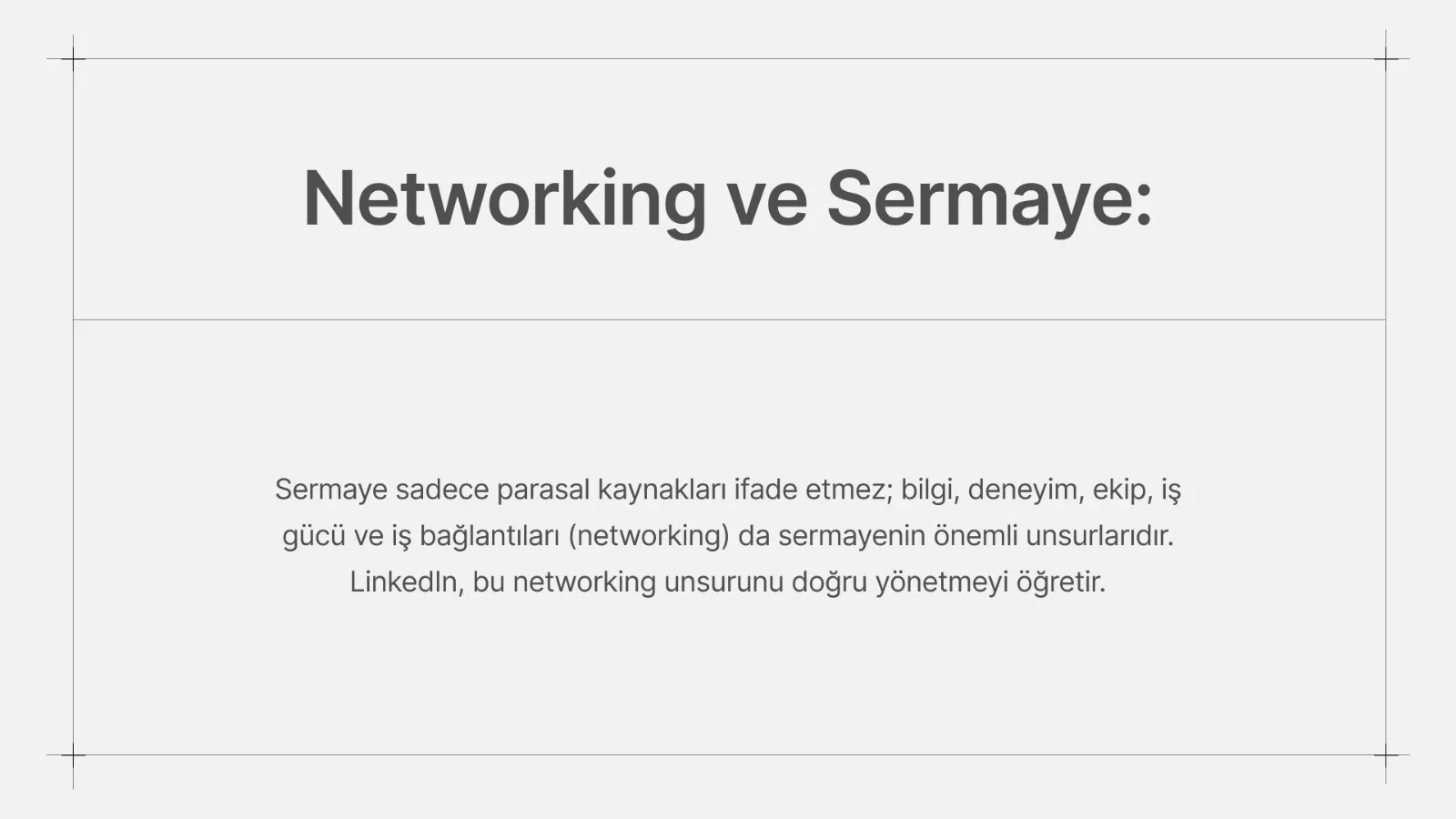 Networking ve Sermaye başlığı ve açıklama.