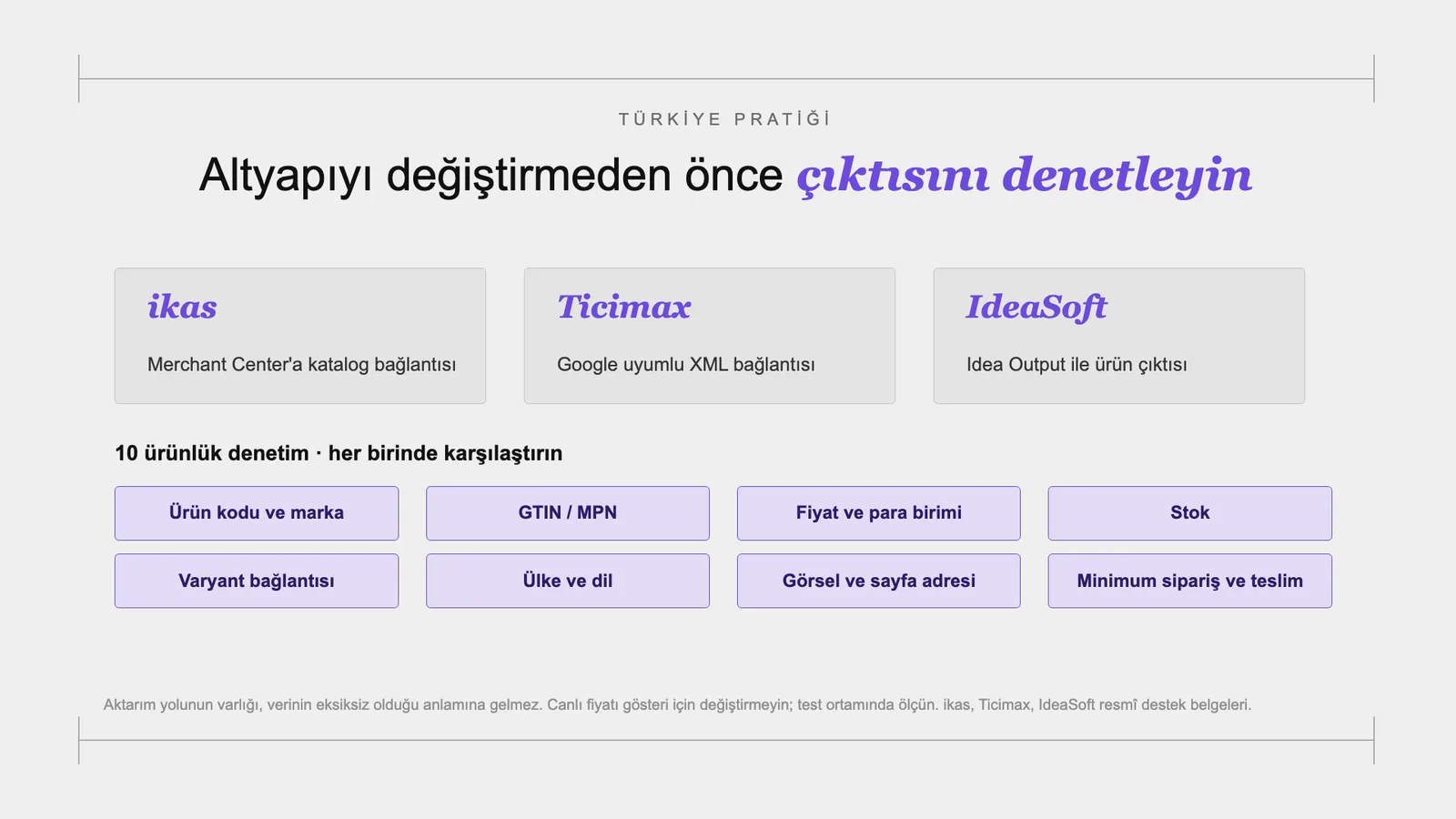 Slayt 101: Altyapıyı değiştirmeden önce çıktısını denetleyin.