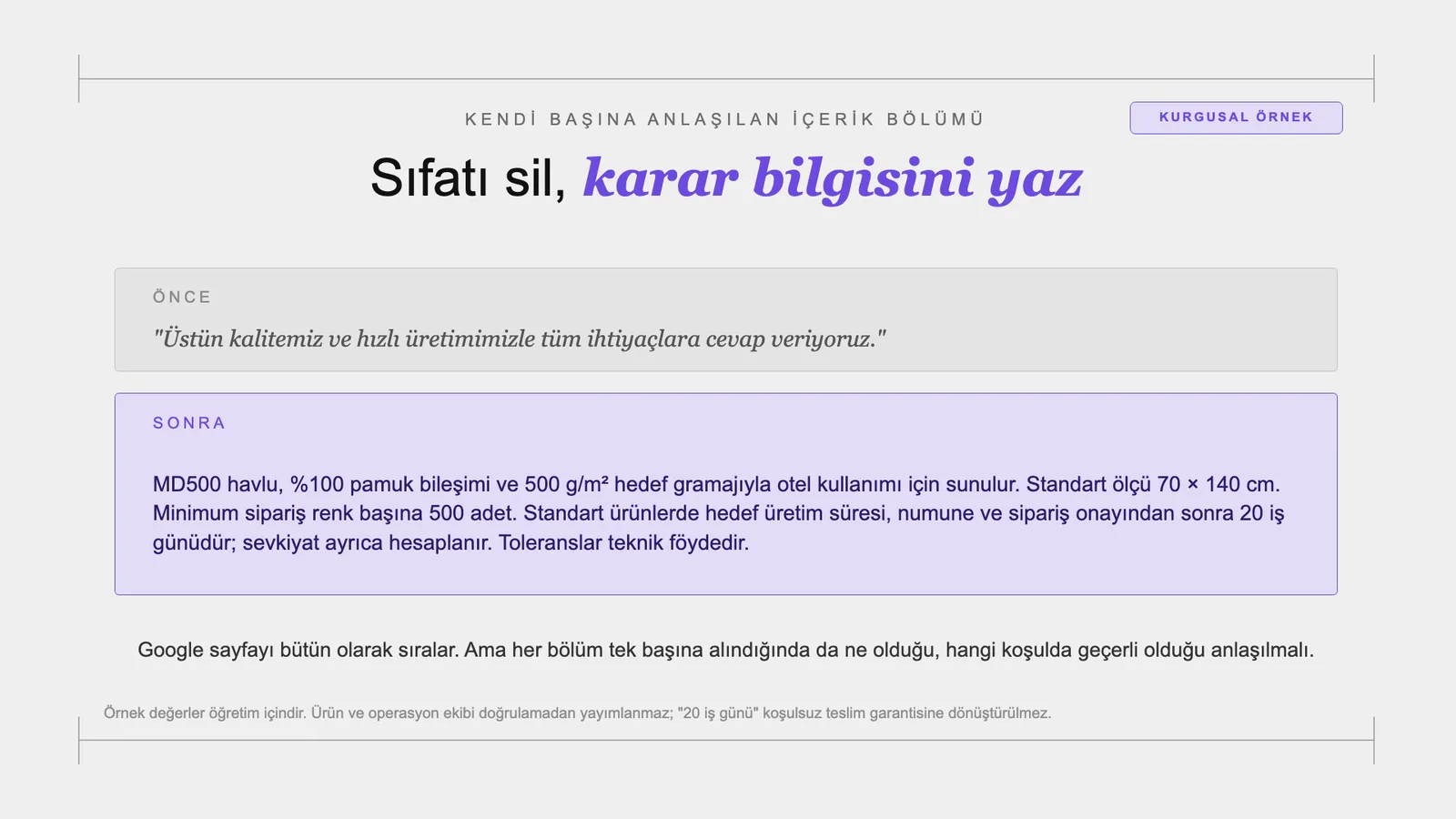 Slayt 115: Sıfatı sil, karar bilgisini yaz.