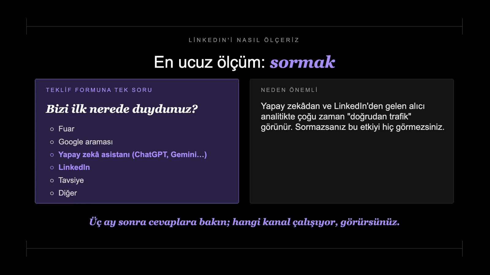 Slayt 70: En ucuz ölçüm: sormak.