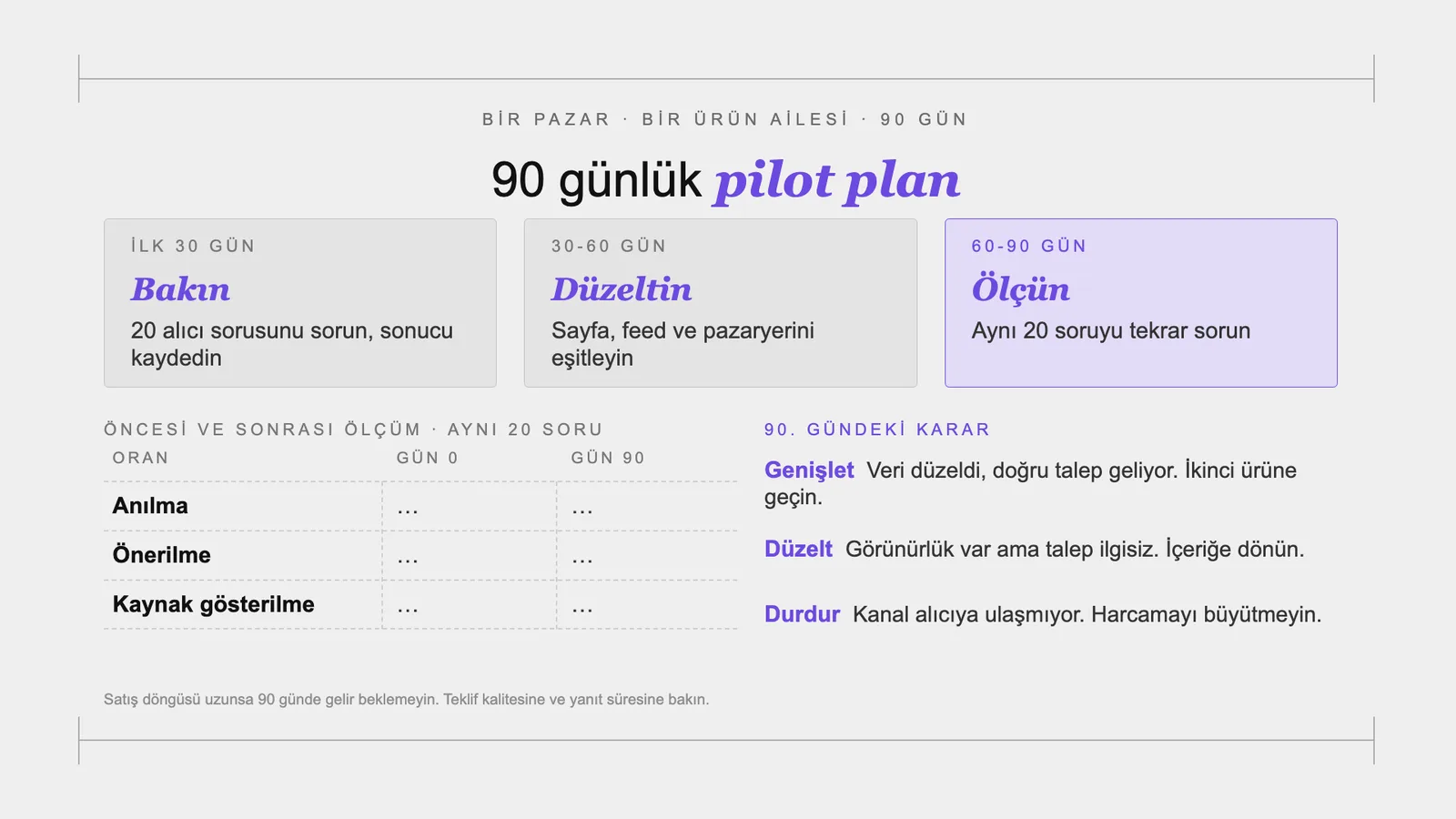Slayt 82: 90 günlük pilot plan.