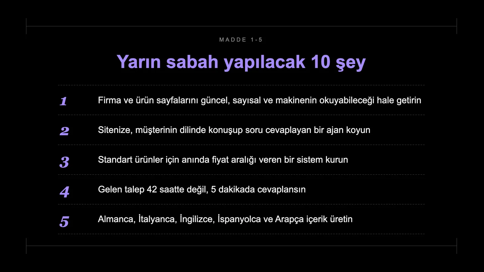 Slayt 83: Yarın sabah yapılacak 10 şey (1-5).